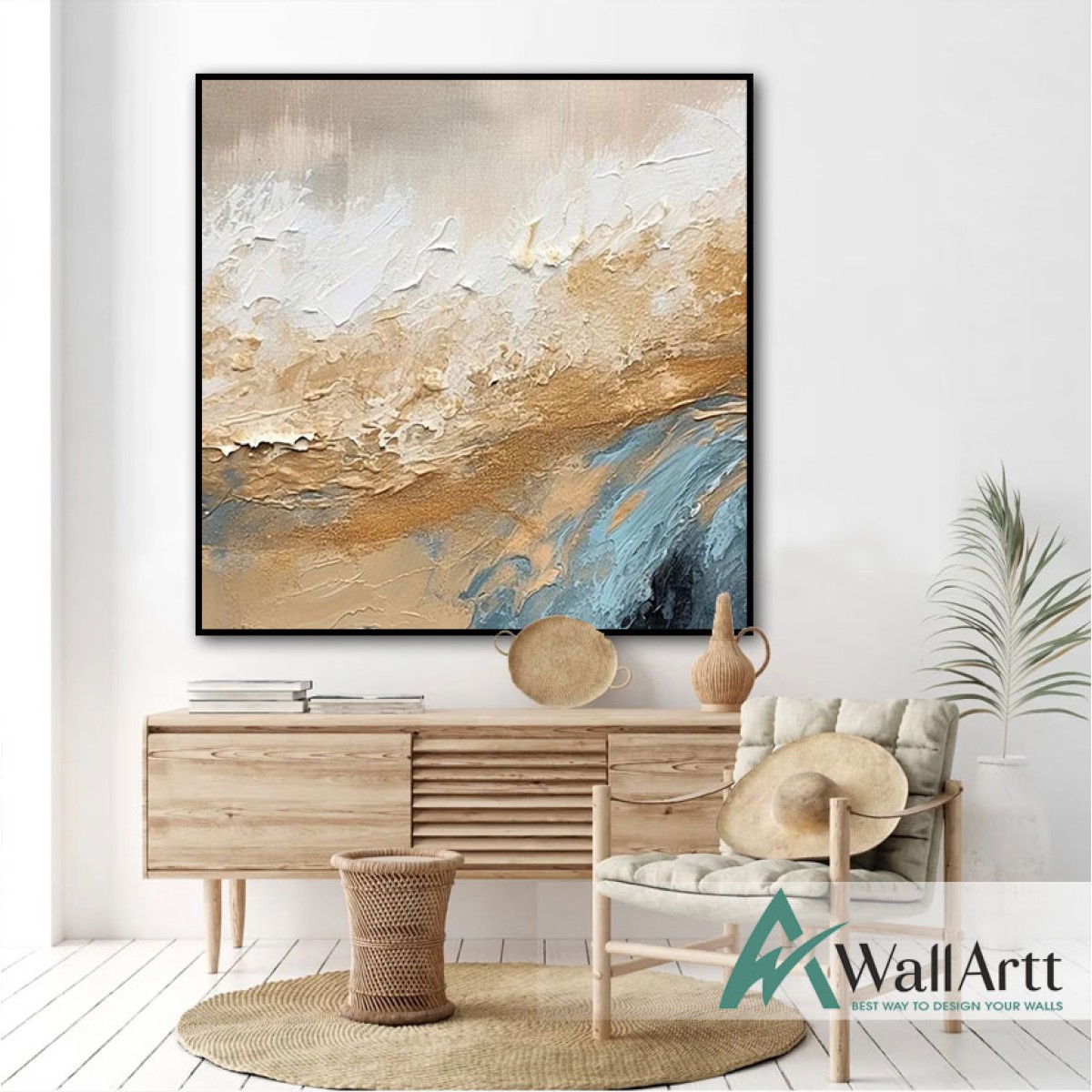 Abstract Earth n Sea 3d Heavy Textured Partial Oil Painting